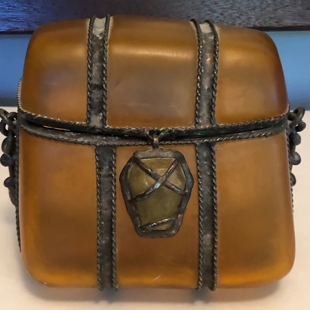 MAYA EVANGELISTA Amber Resin Evening Bag NWOT